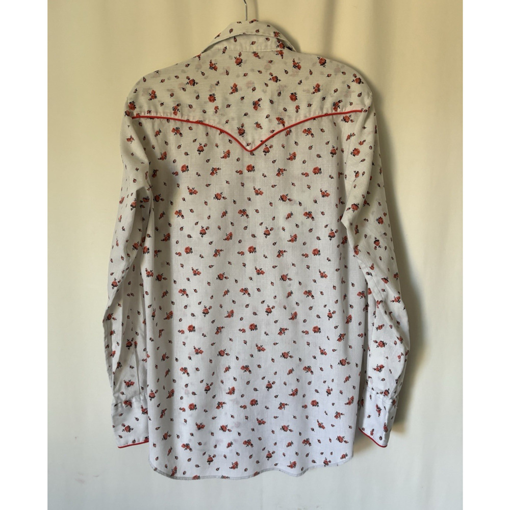 Vtg Karman Western Shirt Small Mens Snap Button Up White Floral - Picture 5 of 8